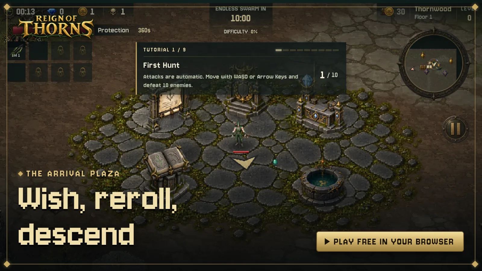 Wish, reroll, descend — The arrival plaza with the Wishing Well, the Thorn Archive and the Chronicle