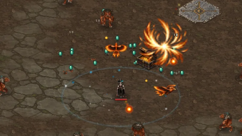Ember holding back the Rootbound in the Thornwood with Frost Nova, a Phoenix and fireballs